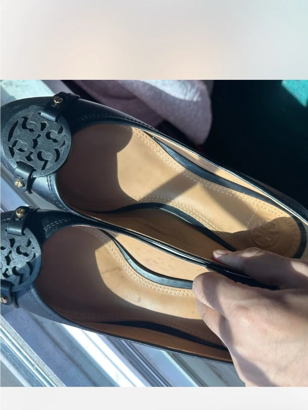 Tory Burch Women's Black Logo Block Heel